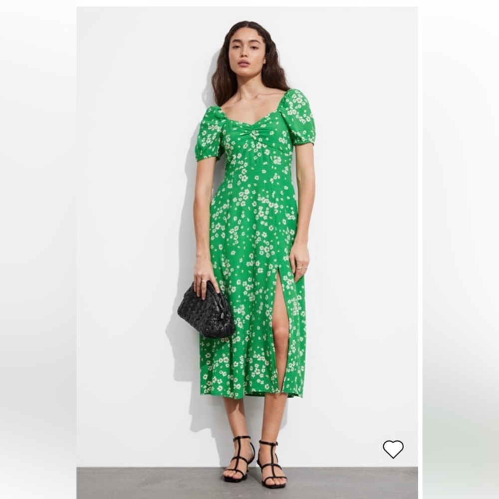 & Other Stories Flowy Puff Sleeve Midi Dress
